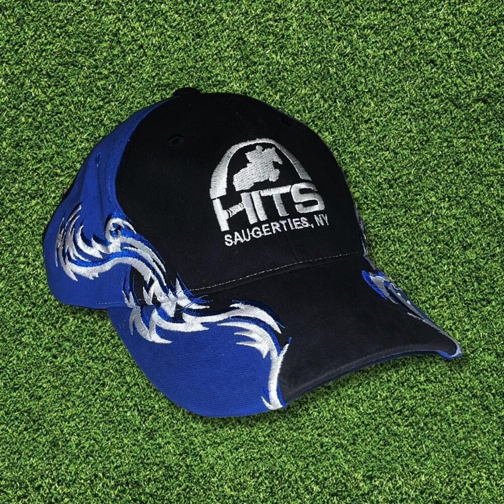 Y2k Port Authority hat black and blue baseball cap